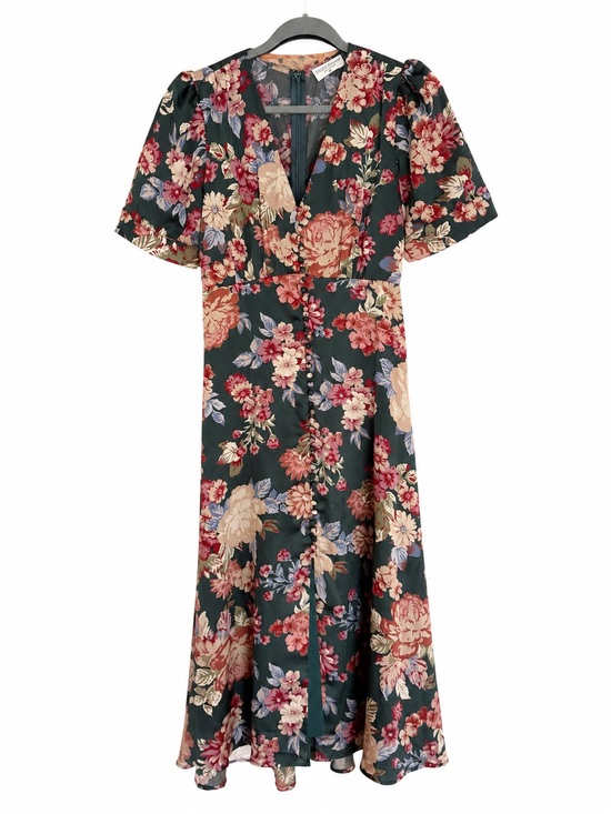 DRESS FORUM Dresses & Skirts - Dress Forum Green Floral Button Front Midi Dress Cottagecore S